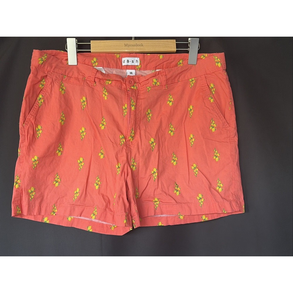 Dash Women's Salmon/Pink Cornstalk Print Shorts Size 14 Cotton Blend Casual